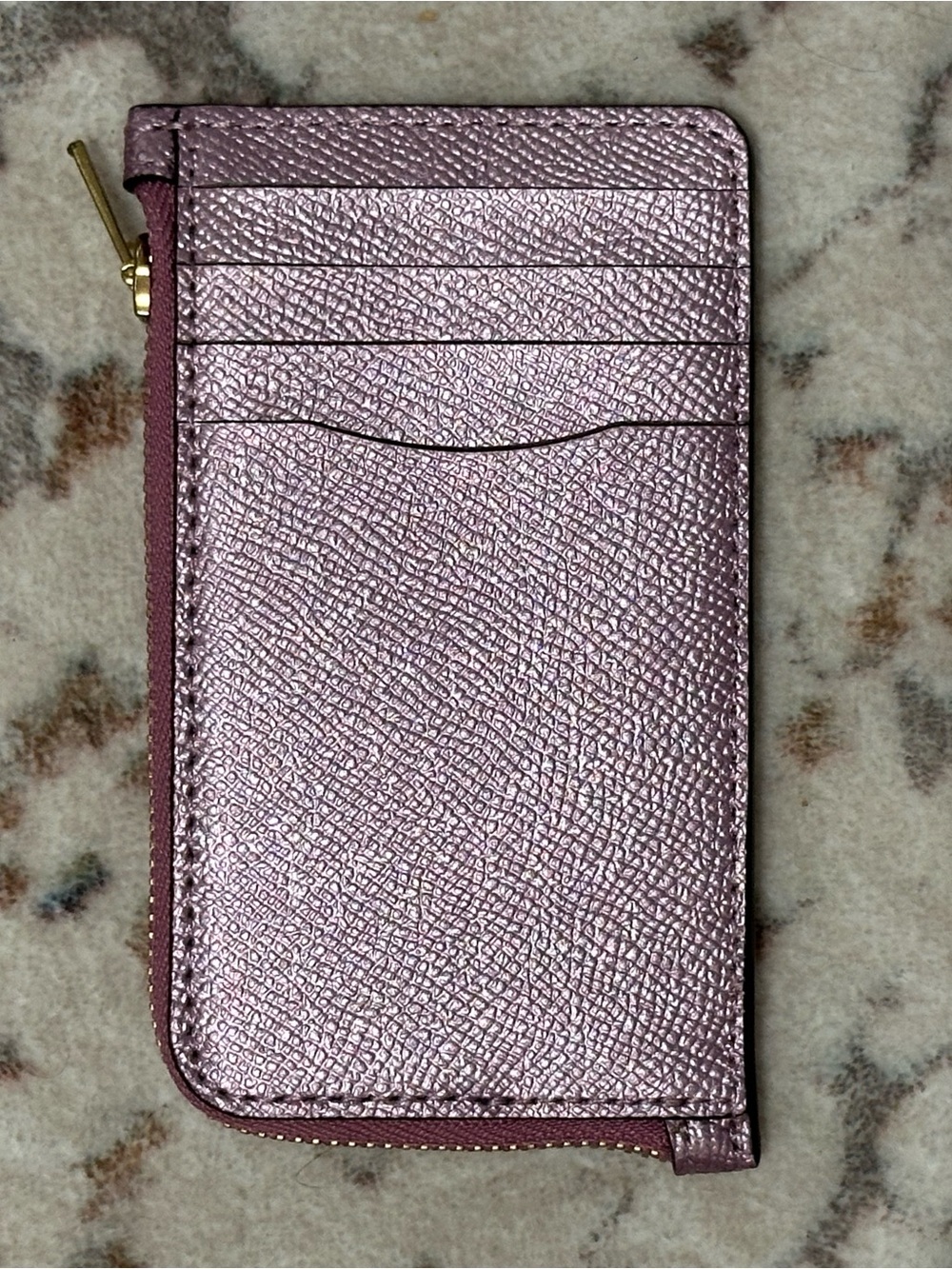 Coach Metallic Pink Leather Zip Wallet - Picture 2 of 2